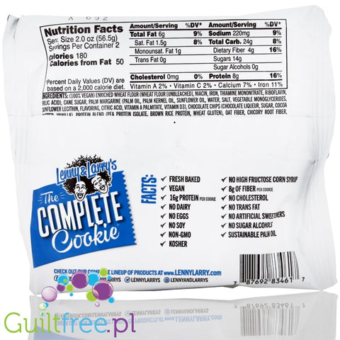 Lenny & Larry Highprotein All Natural Vegan Complete Cookies Chocolate Chip All Natural 