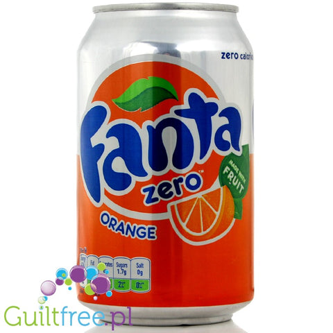 Fanta Orange Zero, sparkling low calorie orange fruit drink with sweeteners - carbonated low-calorie refreshing orange flavored 