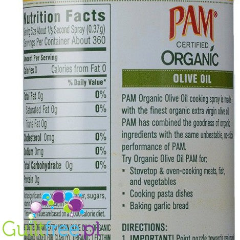PAM Superior Non Stick Purely Olive Oil - Spray with extra virgin olive oil for frying;