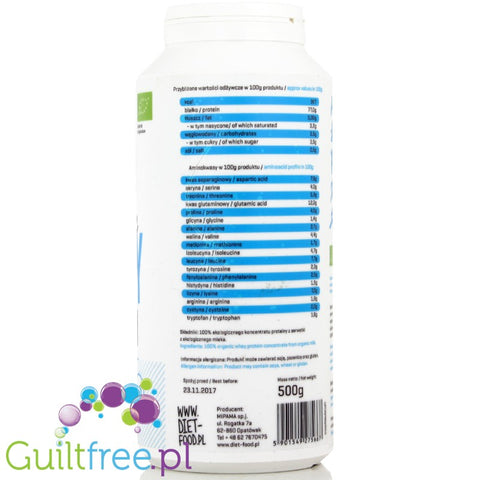 Diet-Food Organic Whey Protein natural flavor - organic certified organic milk protein (PL-EKO-03 EU Agriculture)
