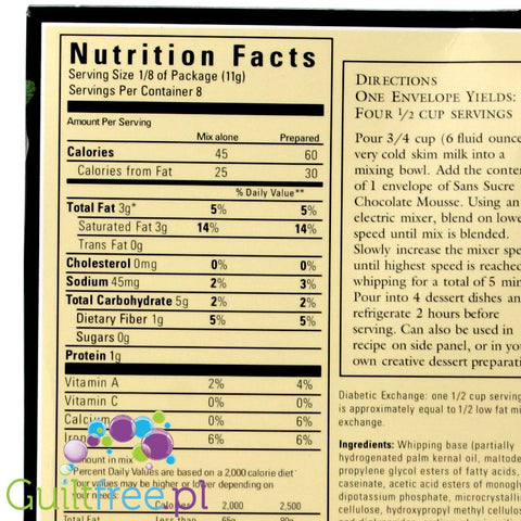 Sans Sucre No Sugar Added Low Fat Chocolate Mouse