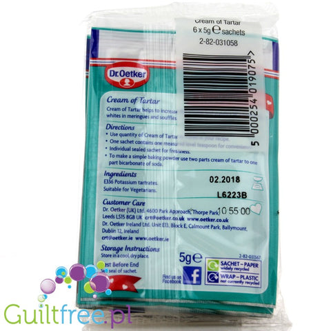 Dr. Oetker Cream of Tartar 6 x 5g tartaric potassium tartrate E336i