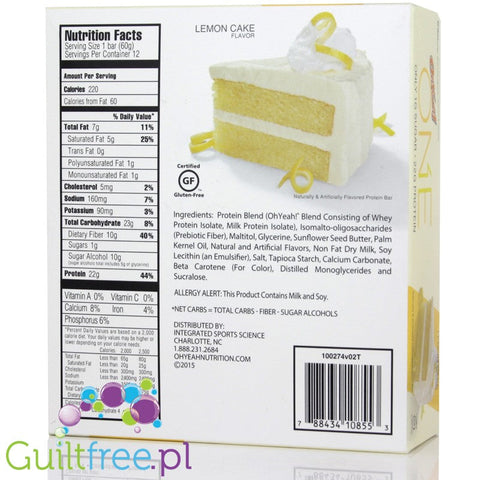 ONE Bar Lemon Cake - niskowęglowodanowy baton proteinowy, Ciasto Cytrynowe by ONE Bar (aka OhYeah! ISS Research)) (ohyeah-one-lemon-cake-protein-bar)