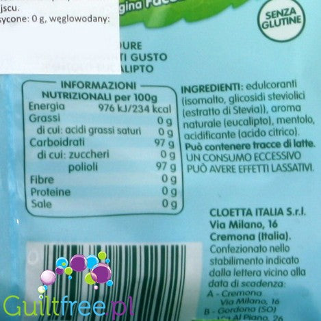 Dietorelle gluten free stuffed with mint and eucalyptus flavored with natural aromas