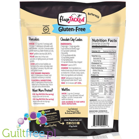 FlapJacked Gluten-Free Protein Pancake Mix, buttermilk flavor