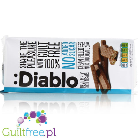 Diablo no added sugar cream filled milk chocolate wafers - Wafers without added sugar with cream filling, coated with a milk cho