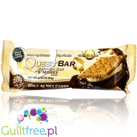Quest Bar Protein Bar S'mores Flavor - A high-protein bar with natural aromas of baked sugar foams with chocolate and crackers, 