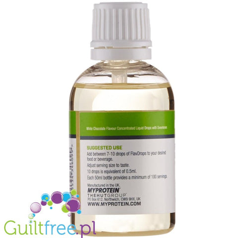MyProtein Flavdrops liquid white chocolate flavored with sweeteners - liquid white chocolate flavor with sweetener