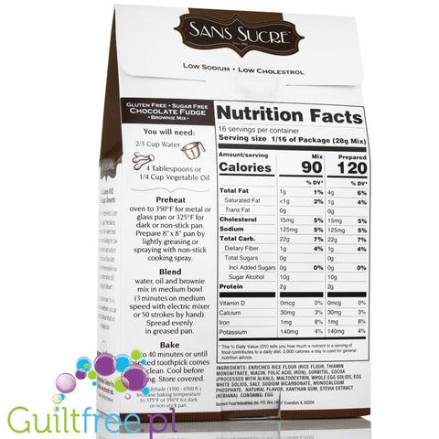 Sans Sucre Sugar Free, Gluten free Brownie Mix with Stevia
