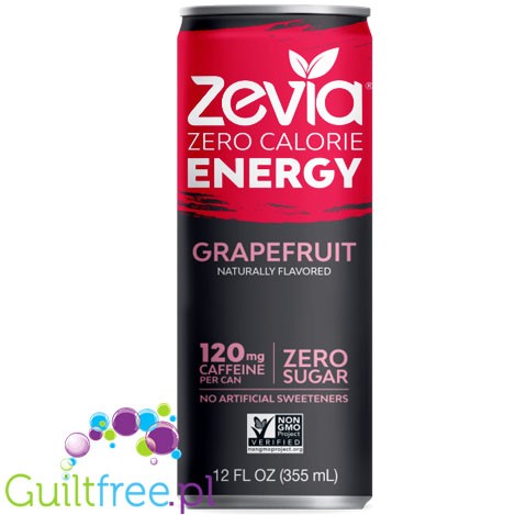 Zevia Energy Grapefruit - a carbonated sugar-free drink with a grapefruit flavor, contains a sweetener (stevia)