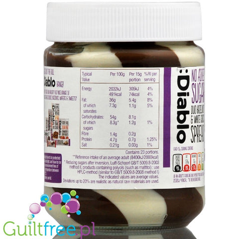 Diablo Duo Hazelnut & White Choco no sugar added spread