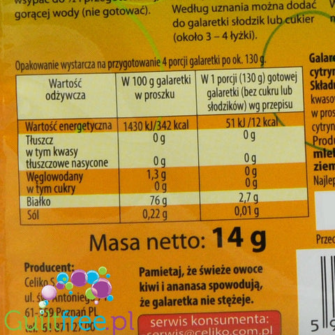 Celiko Natura sugar free lemon jelly