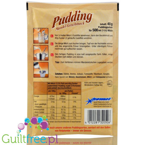 Komet, sugar free and sweetners free Almond pudding