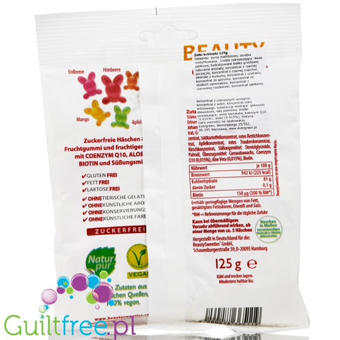 Beauty Sweeties sugar free rabbit-jellies with Q10, biotine and aloe vera