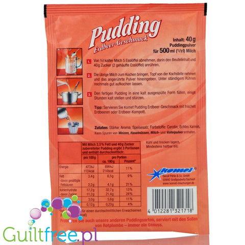 Komet, sugar free and sweetners free Strawberry pudding