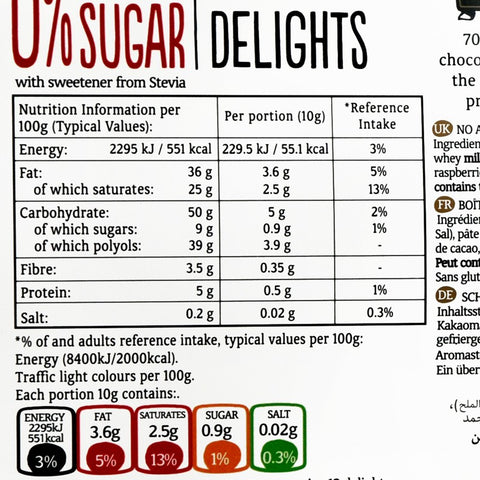 Diablo Chocolate Delights no added sugar chocolate pralines with stevia