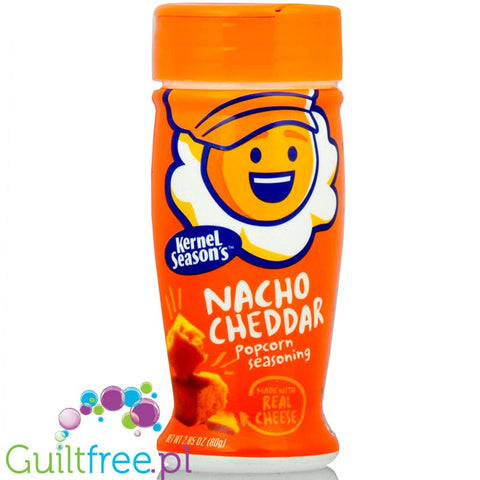 Kernel Season's Nacho Cheddar seasoning made with real cheese 