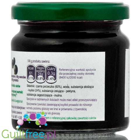 Bartfan blackcurrant fruit jam sweetened with xylitol only