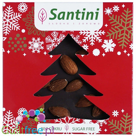Santini Christmas - sugar free dark chocolate with almonds, sweetened with xylitol, 72% coca
