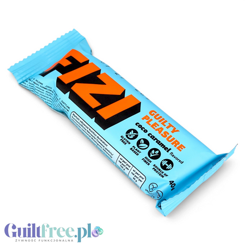 Fizi Guilty Pleasure Almond Coco - baton bez dodatku cukru z karmelem, kokosem i chrupiącymi kulkami