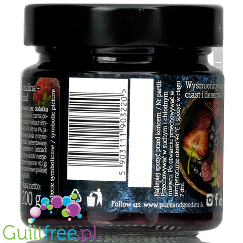Pure & Good sugar free forrest fruit jam sweetened only with stevia and erythritol
