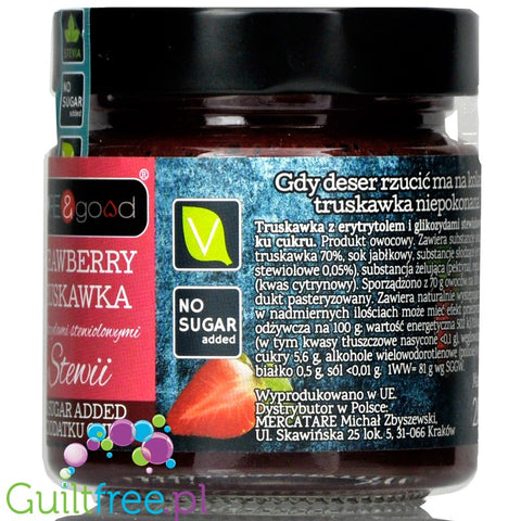 Pure & Good sugar free strawberry jam sweetened only with stevia and erythritol