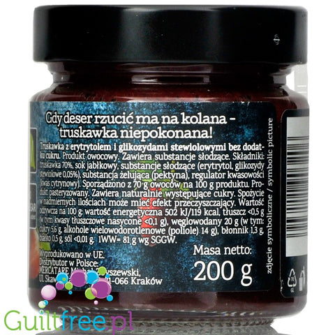 Pure & Good sugar free strawberry jam sweetened only with stevia and erythritol