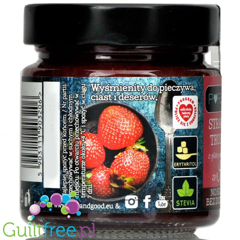 Pure & Good sugar free strawberry jam sweetened only with stevia and erythritol