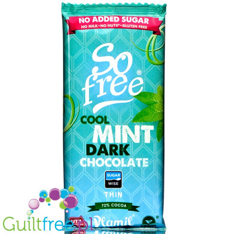 Plamil So Free Cool Dark Mint, vegan finest dark chocolate 72% cocoa, 35g