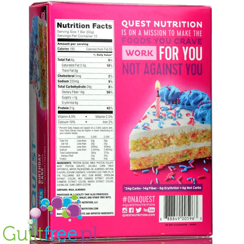 Quest Bar Birthday Cake pudełko x 12 batonów