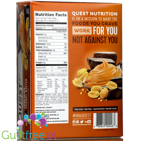 Quest Bar Protein Bar Chocolate Peanut Butter