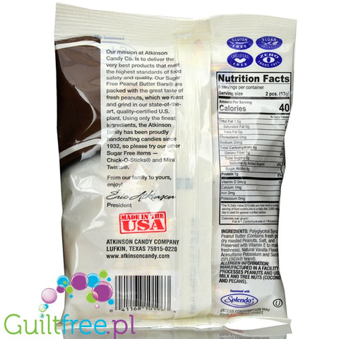 Atkinson's Sugar Free Peanut Butter Bars