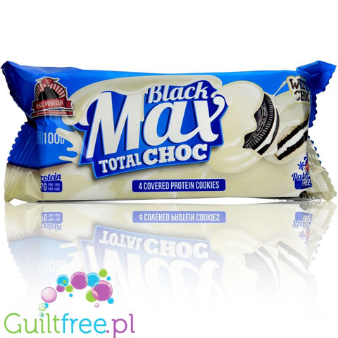 MAX Protein Black Max Cookies Total White Choc - no added sugar, high protein sandwich Oreo-like cookies