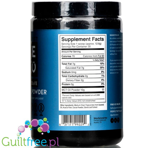 Perfect Keto MCT Oil Powder, Chocolate 13.3 oz (378g)
