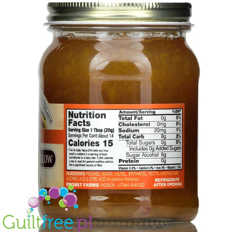 Nature's Hollow  Sugar Free Jam, Peach 10 oz.