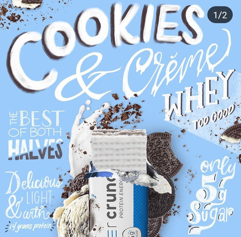 Power Crunch Protein Energy Bar Cookies & Creme contain sugar and sweeteners