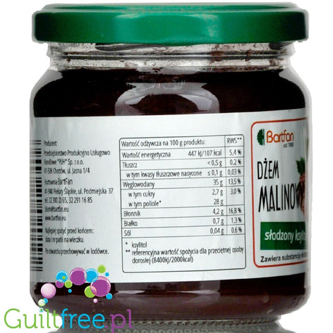 Bartfan sugar free raspberry spread sweetened with xylitol only