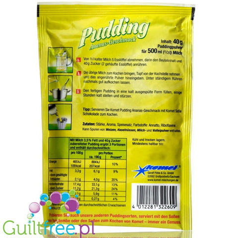 Komet, sugar free and sweeteners free Pineapple pudding