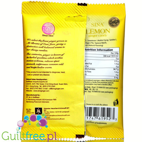 Sina sugar free ginger 7 lemon hard candies