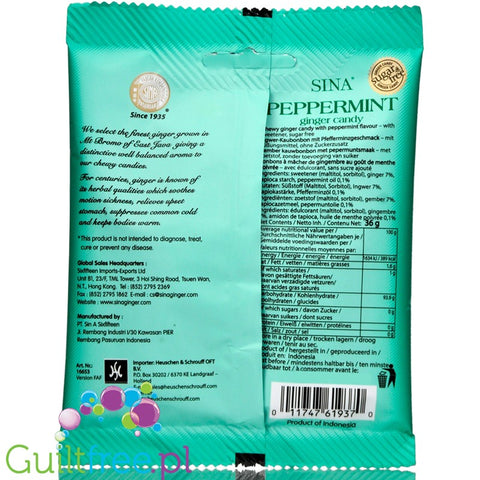 Sina sugar free ginger & mint hard candies