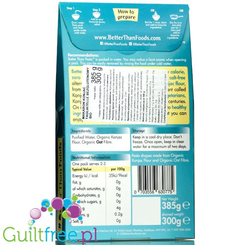 Better than Tagliatelle organic konnyaku & organic oat fiber - Organic konjac shirataki pasta in the shape of rice enriched