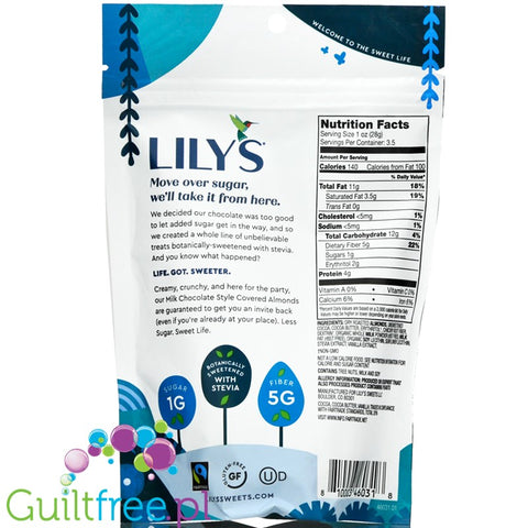 Lily's Sweets Chocolate Covered Almonds, Milk Chocolate