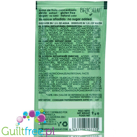 Bragulat Fruit Drink sugar free instant drink in a sachet, with B12 vitamin