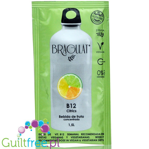 Bragulat Fruit Drink sugar free instant drink in a sachet, with B12 vitamin