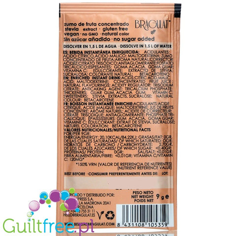 Bragulat Fruit Drink sugar free instant drink in a sachet, with B12 vitamin