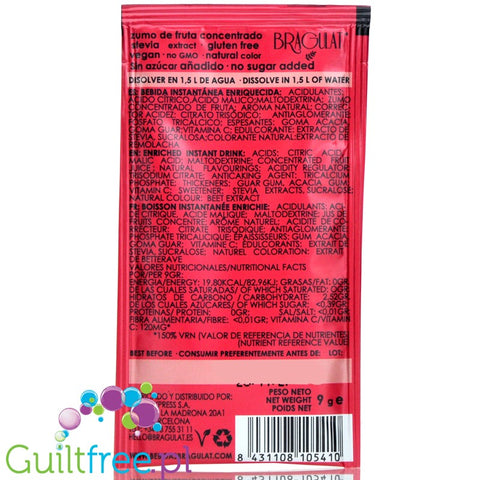 Bragulat Fruit Drink sugar free instant drink in a sachet, with B12 vitamin