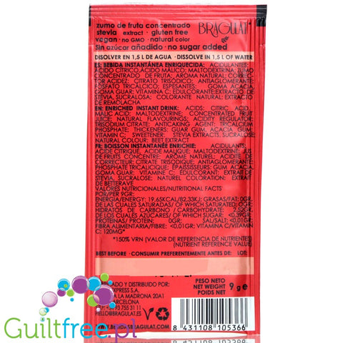 Bragulat Fruit Drink sugar free instant drink in a sachet, with B12 vitamin