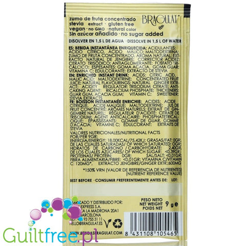 Bragulat Fruit Drink sugar free instant drink in a sachet, with B12 vitamin