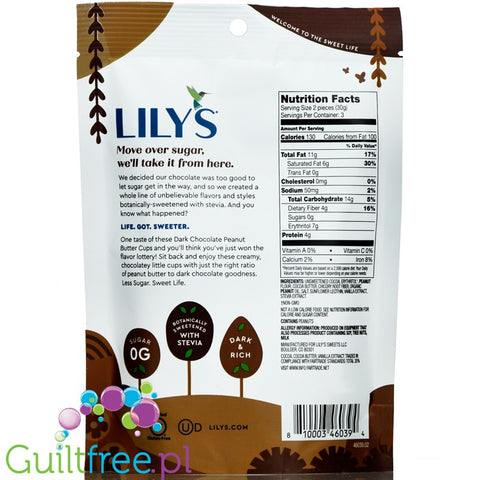 Lily's Sweets, Peanut Butter Cups, Dark Chocolate