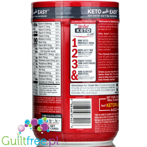 Slim Fast, Keto Meal Shake Mix, Vanilla Cake Batter